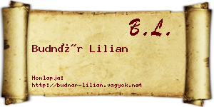 Budnár Lilian névjegykártya